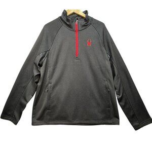 Spyder Mens Fleece Outbound 1/4 Zip Sweater Jacket Size XL Black Mock Neck NWT